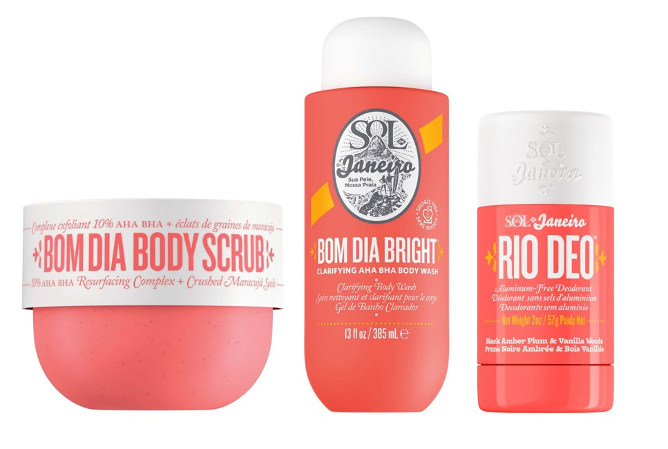 Sol de Janeiro Bom Dia Bright Bundle – Body Scrub 220g, Body Wash 385ml + Rio Deo 57ml